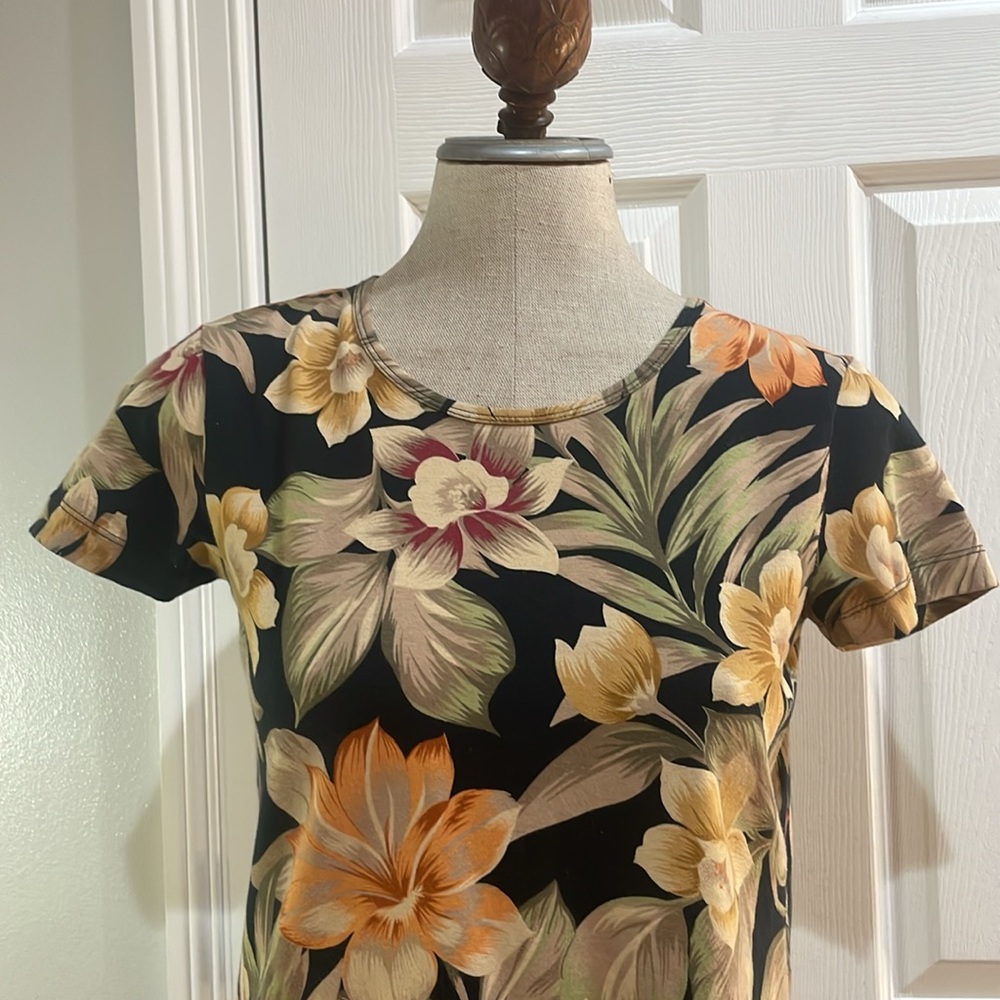 Vintage Rafaella top short sleeve tropical floral Hawaiian women’s size petite - Picture 2 of 6